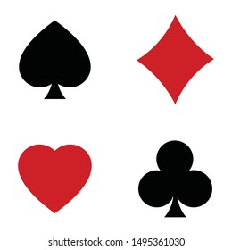 Vector set of icons for playing cards. Vector illustration symbols isolated on white background