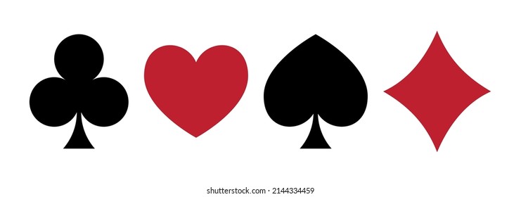 Conjunto vectorial de iconos para jugar cartas en color. Símbolos de ilustración vectorial aislados en el fondo blanco.	
