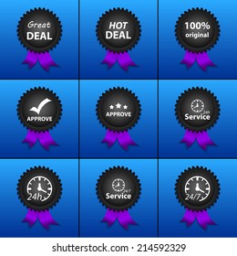 Vector set icons for print, app and web (Deal icons, Original icon, Approve icons, Work Hours icons)