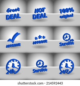 Vector set icons for print, app and web (Deal icons, Original icon, Approve icons, Work Hours icons)