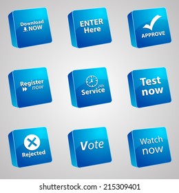 Vector set icons for print, app and web (Download icon, Enter icon, Approve icon, Register icon, Work Hour icon, Test icon, Rejected icon, Vote icon, Watch icon)