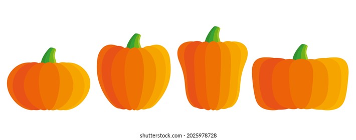 Iconos vectoriales de calabaza para Halloween en estilo plano. Ilustración vectorial de las calabazas.