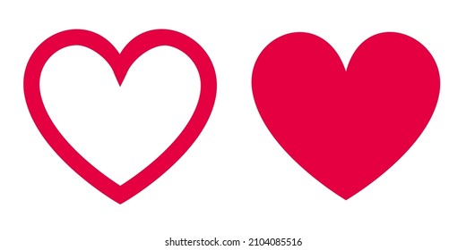 Vector set icons of red hearts. Vector illustration with heart.