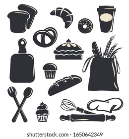 Vector set of icons related to baking, cafe, cupcake shop. EPS 10