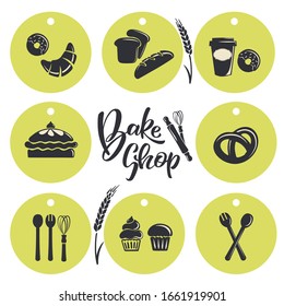 Vector set of icons related to baking, cafe, cupcake shop. EPS 10