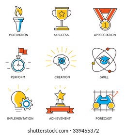 Vector set of icons related to career progress and business management. Infographics design elements - part 1