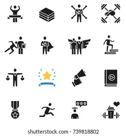 Vector set of icons related to career progress, business people training and professional consulting service 