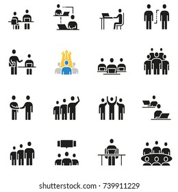 Vector set of icons related to team work, human resources, business interaction and relationship - part 2