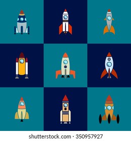 Vector set icons. Rockets signs for your start up business design.