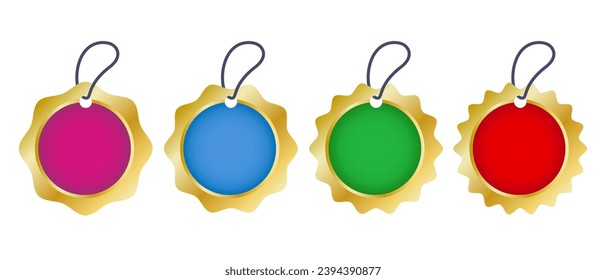 Vector set icons of shopping golden labels for sale. Vector labels in different color for offer or Black Friday.