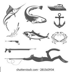 Fishing speargun Royalty Free Stock SVG Vector and Clip Art