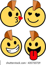 Vector set icons of smiley faces, mascot viking cartoon
