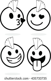 Vector set icons of smiley faces, mascot viking cartoon