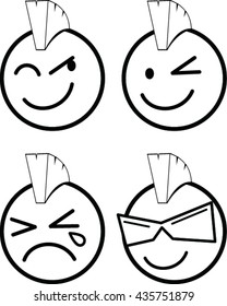 Vector set icons of smiley faces, mascot viking cartoon