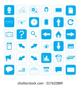 Vector set of icons: social media, business and web.