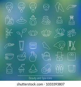 Vector set of icons for spa, boutique, beauty salon. Thin line contour symbols.