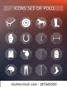 Vector set of icons and symbols for sports games polo. Sign of equipment player - stock vector.