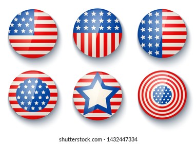 Vector set icons with symbols of the USA for 4th july american independence day. Banners for USA independence day. 4th july banners.