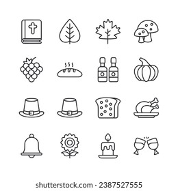 vector set of icons thanksgiving