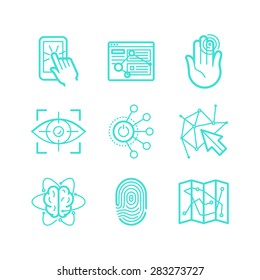 Vector set of icons in trendy linear style - user experience and usability - future technologies apps and interfaces signs and symbols