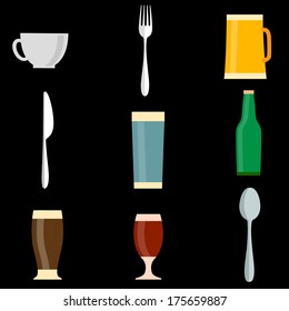 Vector set Icons of utensil objects