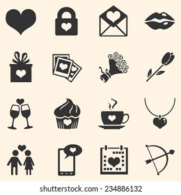 Vector Set of Icons for Valentine Day.