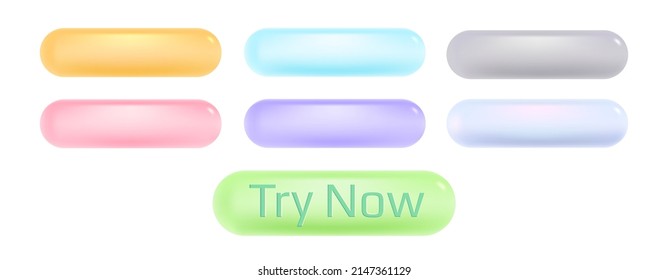 Vector set icons of web buttons in different colors. Template of modern button for website. Vector web banners.