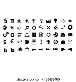 Vector set of icons for web or mobile include envelop, key, basket, settings icon and others.
Icons set.
