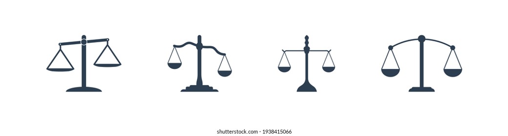 vector set of icons of weighing scales and balance scales