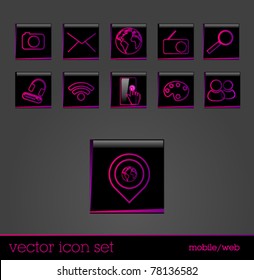 Vector set of icons/symbols for mobile / web - isolated, modern design outline style