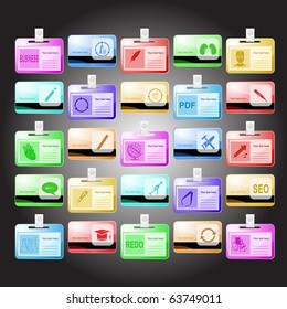 Vector set of id cards. 25 elements.