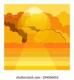vector set illustration background water and cloud in different nuance colors in flat style