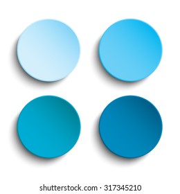 Vector Set Of Illustration Of Blue Paper Circle Notes. Empty Label Round Sticker, Tag. Blank Templates Of A Price Tags. Mockup For Your Business Presentation. Abstract Background, Banner, Card.