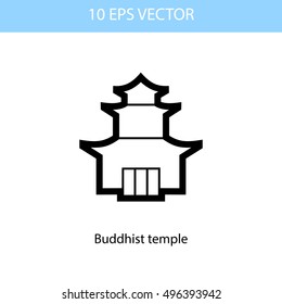 Vector set illustration of buddhism temple, vector eps 10 icons isolated on white background