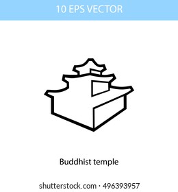 Vector set illustration of buddhism temple, vector eps 10 icons isolated on white background