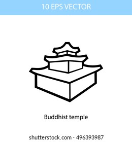 Vector set illustration of buddhism temple, vector eps 10 icons isolated on white background