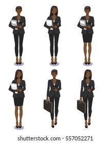 Vector set illustration of  business women standing