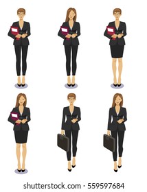 Vector set illustration of  business women standing