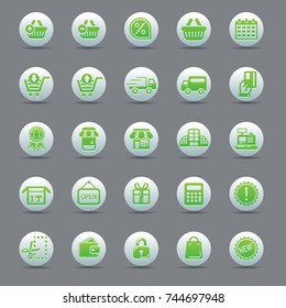 Vector set illustration collection of modern icons in flat design Shopping and e-commerce Isolated in circle for web