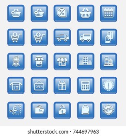 Vector set illustration collection of modern icons in flat design Shopping and e-commerce Isolated web button eps10