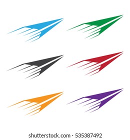 vector set illustration of colorful paper planes