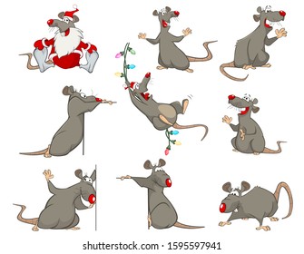 Vector  Set Illustration of  Cute Cartoon Character Rat for you Design and Computer Game.