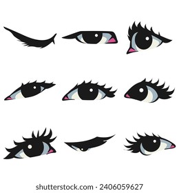 Vector set Illustration of Eyes with detailed color