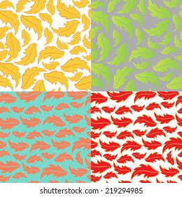 Vector set illustration of four beautiful seasons leaves seamless pattern