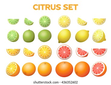 Vector set illustration of fresh lemons