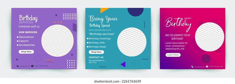 Vector Set of Illustration Happy Birthday Concept. Birthday Background Design for Web Page, Banner, Poster, Print, etc
