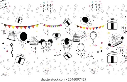 Vector Set of Illustration Happy Birthday Concept.
