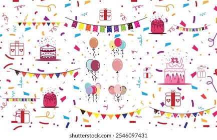 Vector Conjunto de ilustración Feliz cumpleaños Concepto.