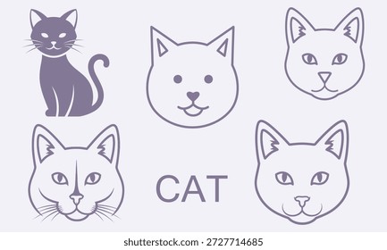 Vetor conjunto de ilustração com feliz bonitinho diferente personagem gato no fundo de cor branca. Projeto de estilo de arte de linha plana de grupo de gato animal em pose diferente.