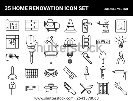 Vector set of illustration with home renovation icons for building improvement and handyman services